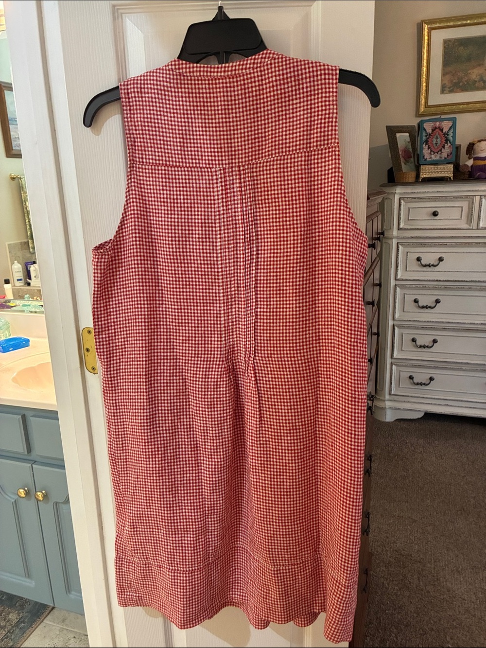 NWT Quince 100 European Linen Red Gingham Sleeveless Swing Dress SZ M - Picture 5 of 7